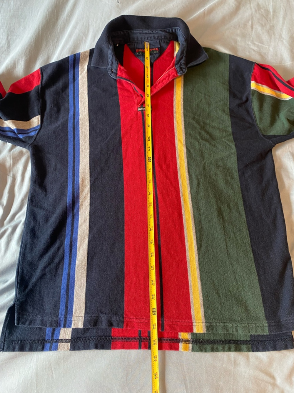Vintage 90s Colorblock Stripes Rugby Shirt Higher State Adventure Size L Retro - Picture 7 of 8